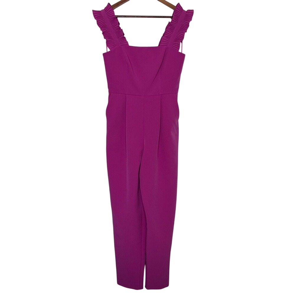 AMUR Jaylee Ruffle Strap Jumpsuit Chablis Berry Pink Size 4 NWOT - Picture 4 of 4